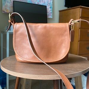 Vintage Tan Coach Saddle Bag